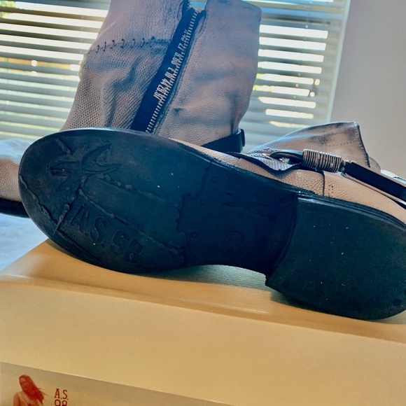 A.S.98 Blue Moto booties patchwork detail with harness EU 38 - Picture 5 of 10